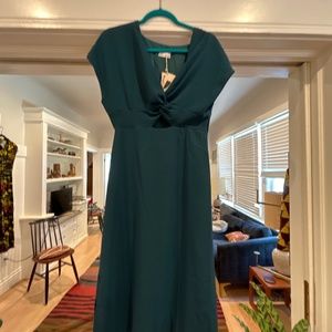 Frank and Oak midi dress teal blue